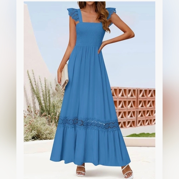 Square Neck Smocked High Waist Maxi Dress #1003 NWOT - Picture 9 of 9